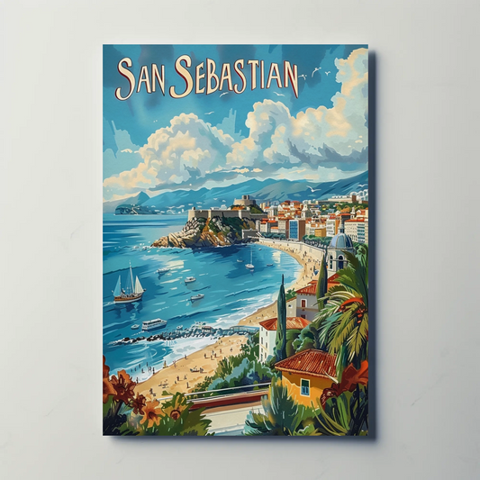 San Sebastian Bay and Cityscape Travel Poster