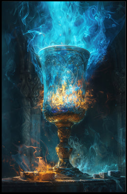 Mystical Chalice Fantasy Poster: Enchanting Fire Display PosterGoat