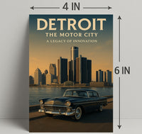 Detroit The Motor City Vintage Poster PosterGoat