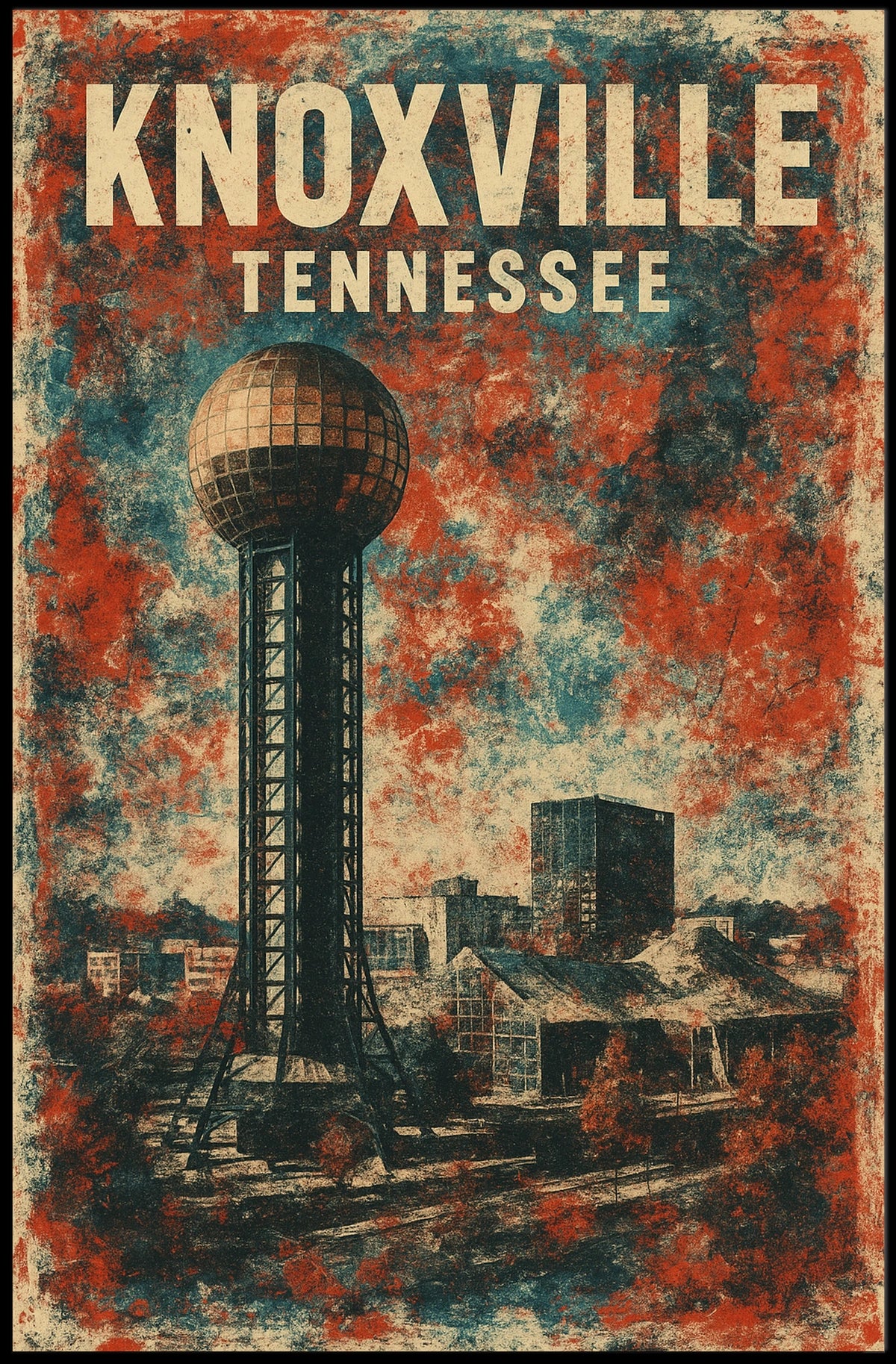 Knoxville Sunsphere Vintage Travel Poster