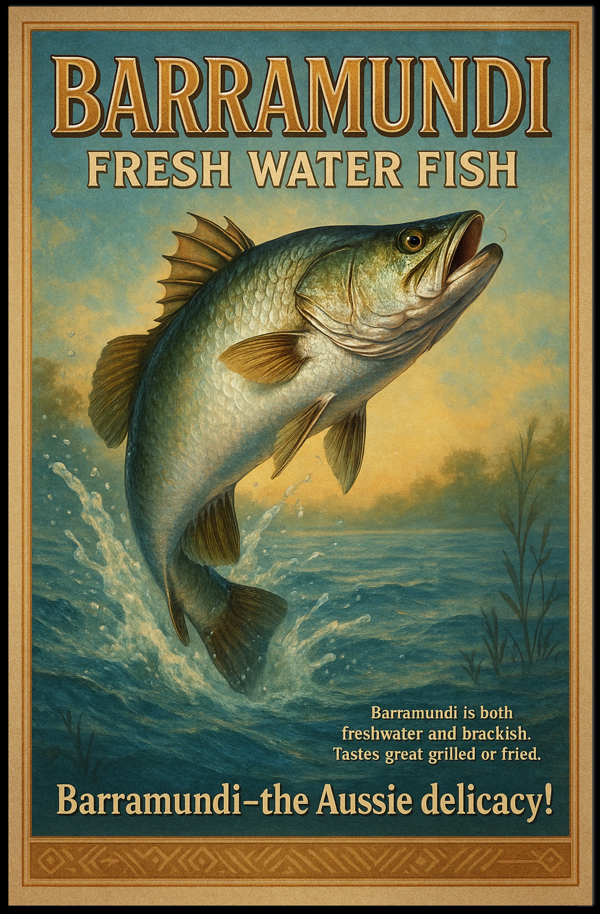 Barramundi Fresh Water Fish Poster