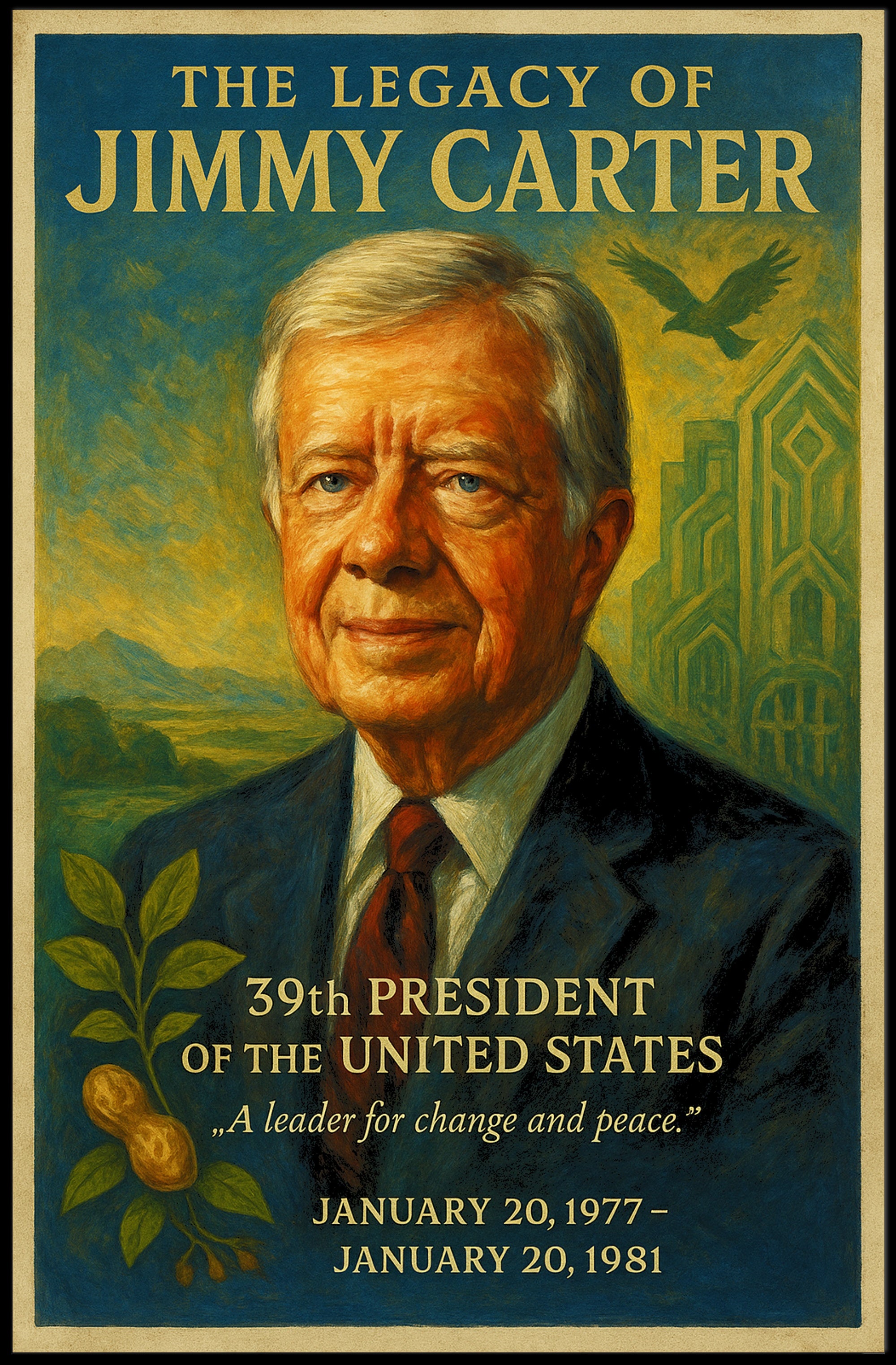 Jimmy Carter 39th President Wall Art Print PosterGoat