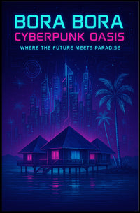 Bora Bora Cyberpunk Oasis Poster