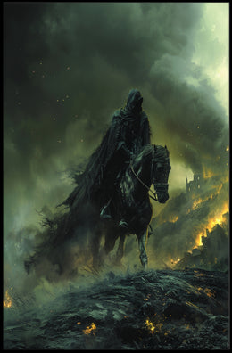 Dark Rider in Apocalyptic Scene Fantasy or Mythology Poster PosterGoat