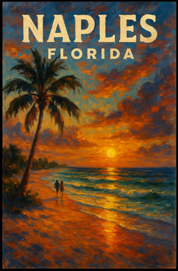 Naples Florida Sunset Poster Wall Art 18x24 Coastal Decor
