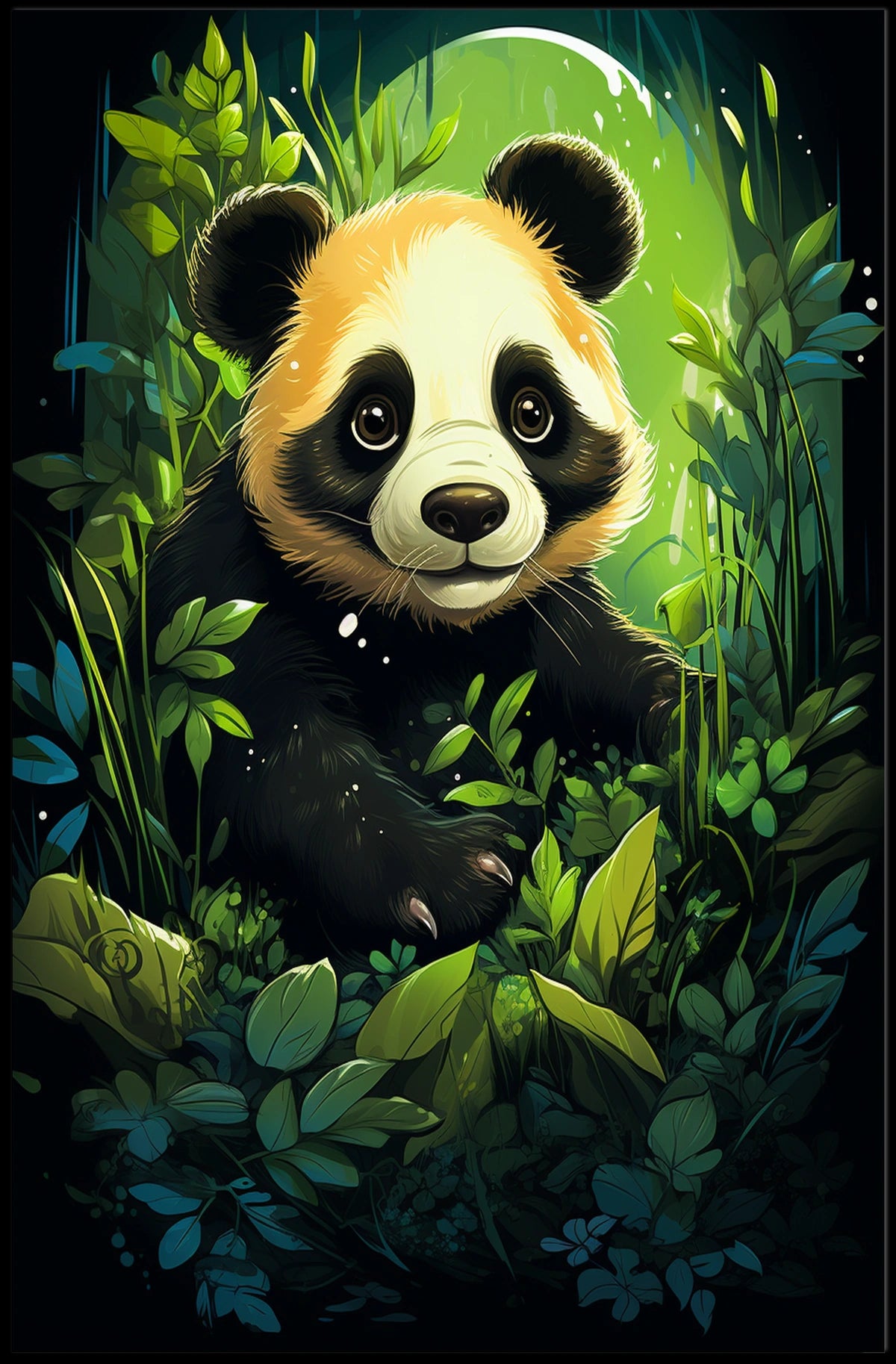 Panda Cub in Lush Greenery Poster Art