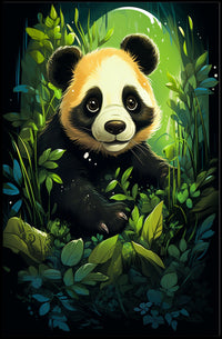 Panda Cub in Lush Greenery Poster Art