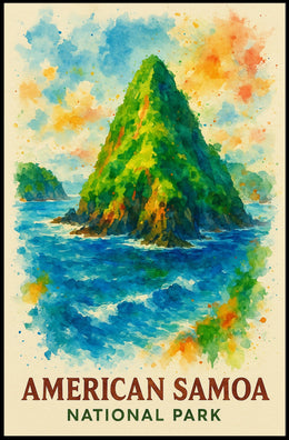 American Samoa National Park Watercolor Art Poster
