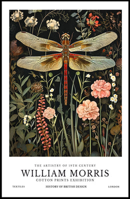 William Morris Dragonfly Textile Art Artistic Poster