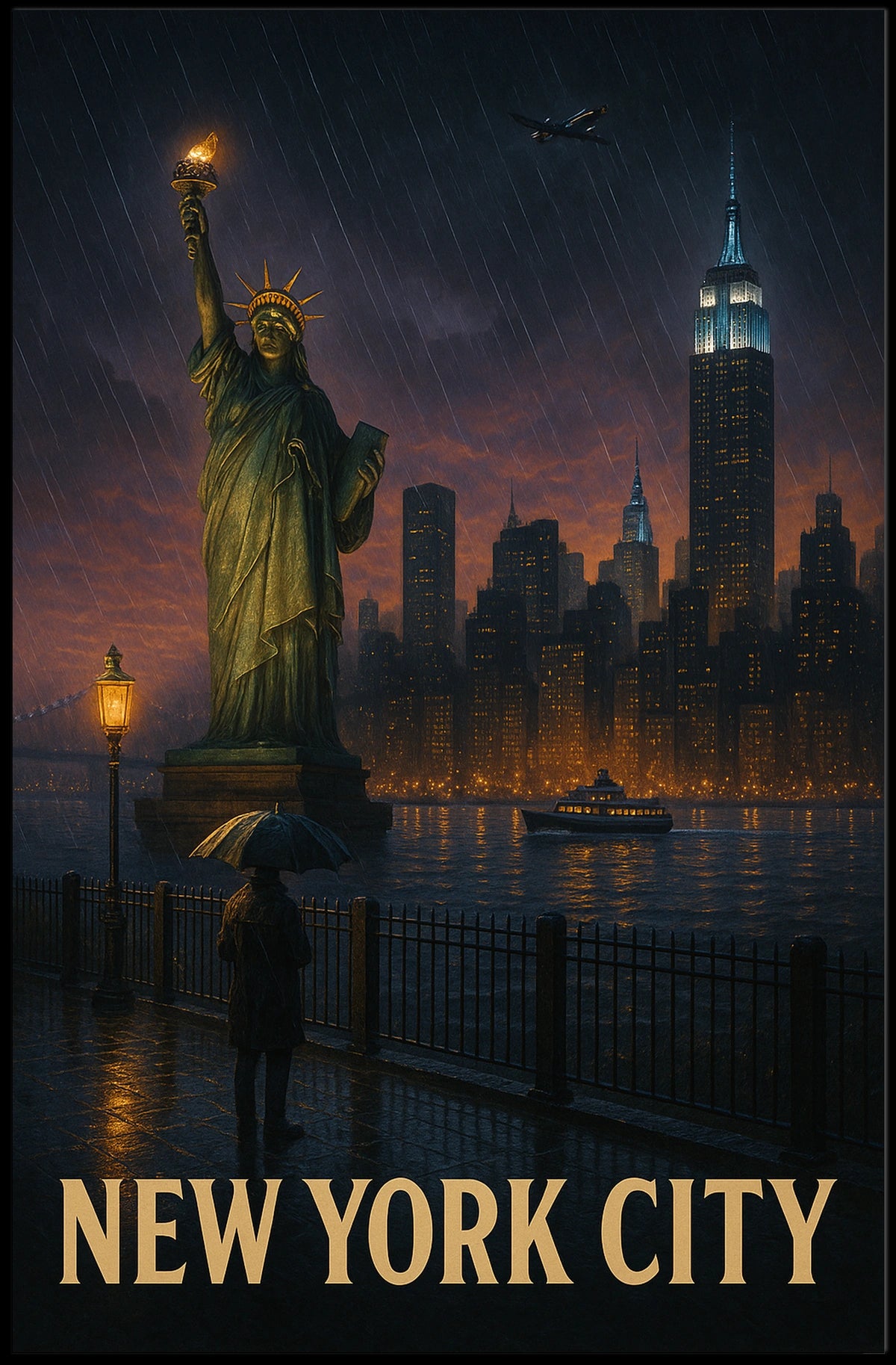New York City A Rainy Evening Poster