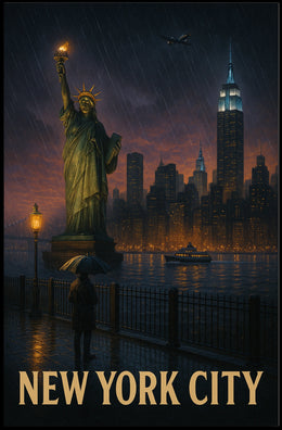 New York City A Rainy Evening Poster