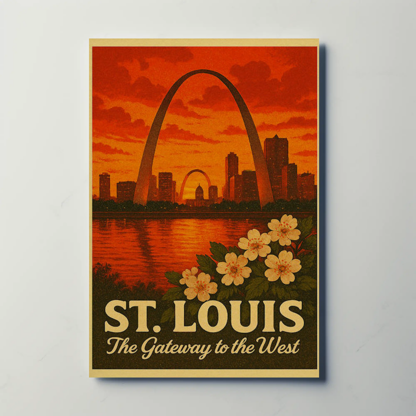 St Louis Missouri Gateway Arch Sunset Skyline Poster