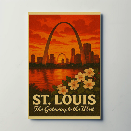 St Louis Missouri Gateway Arch Sunset Skyline Poster
