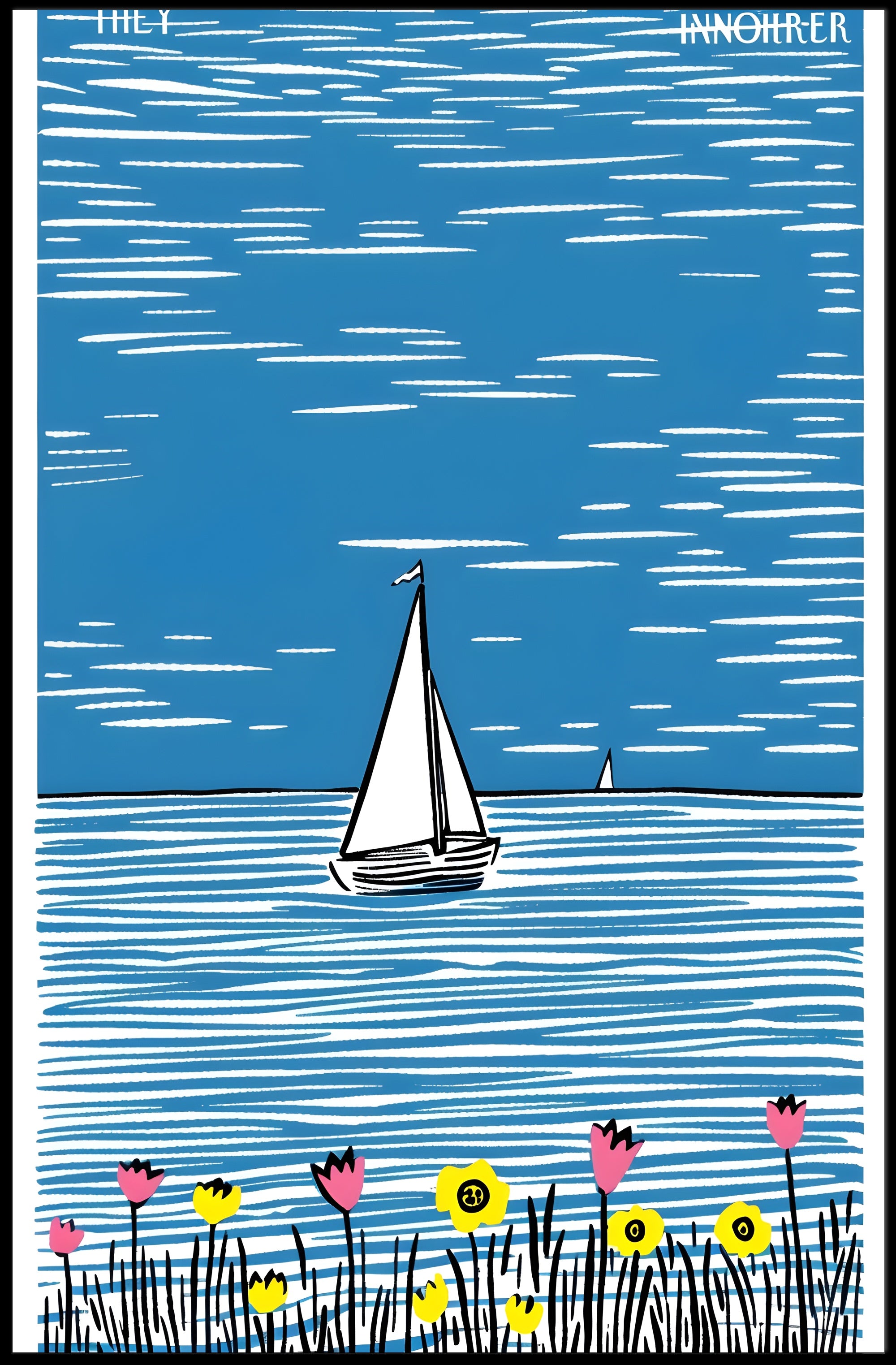 Sailboat Poster Coastal Minimalist Wall Art Print