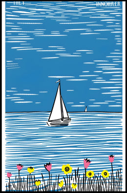 Sailboat Poster Coastal Minimalist Wall Art Print