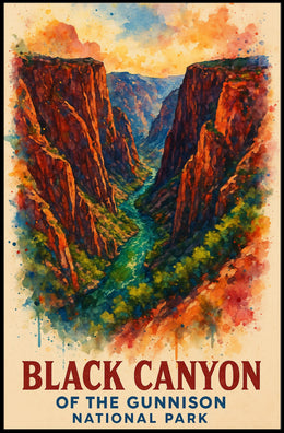 Black Canyon Watercolor Adventure Art Print