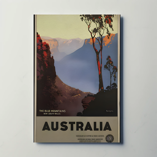 Australia - The Blue Mountains Vintage Travel Poster