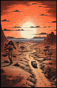 Desert Journey at Sunrise Travel Poster