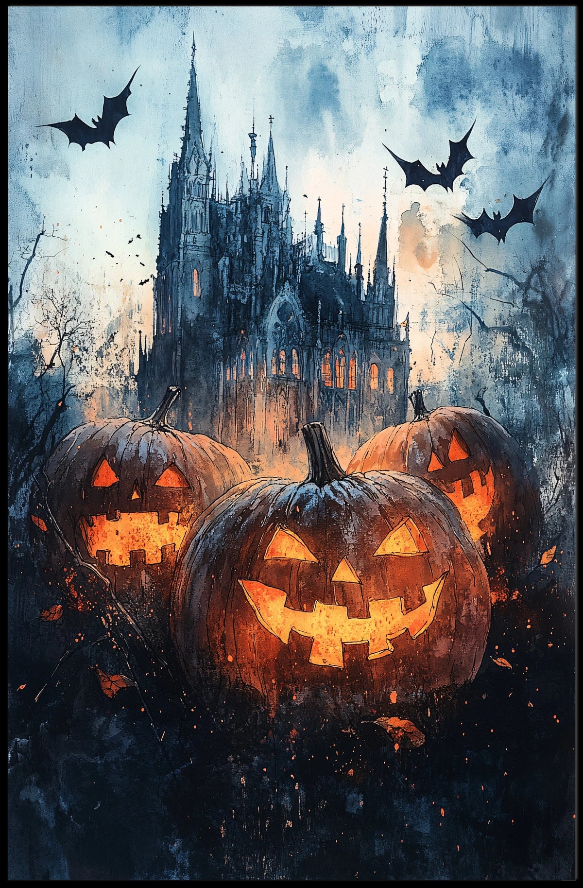 Gothic Ominous Castle Halloween-Themed Cultural Poster