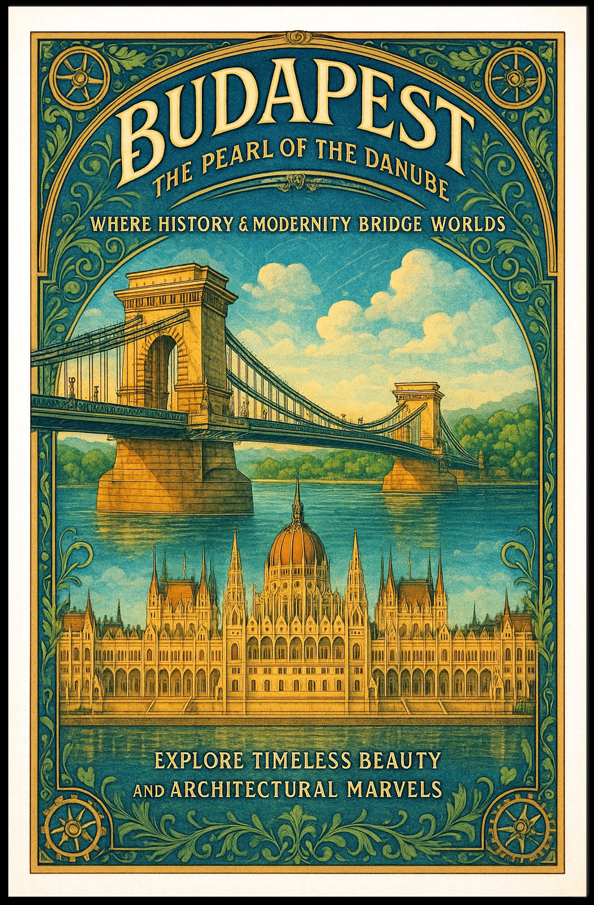 Budapest The Pearl of the Danube Poster