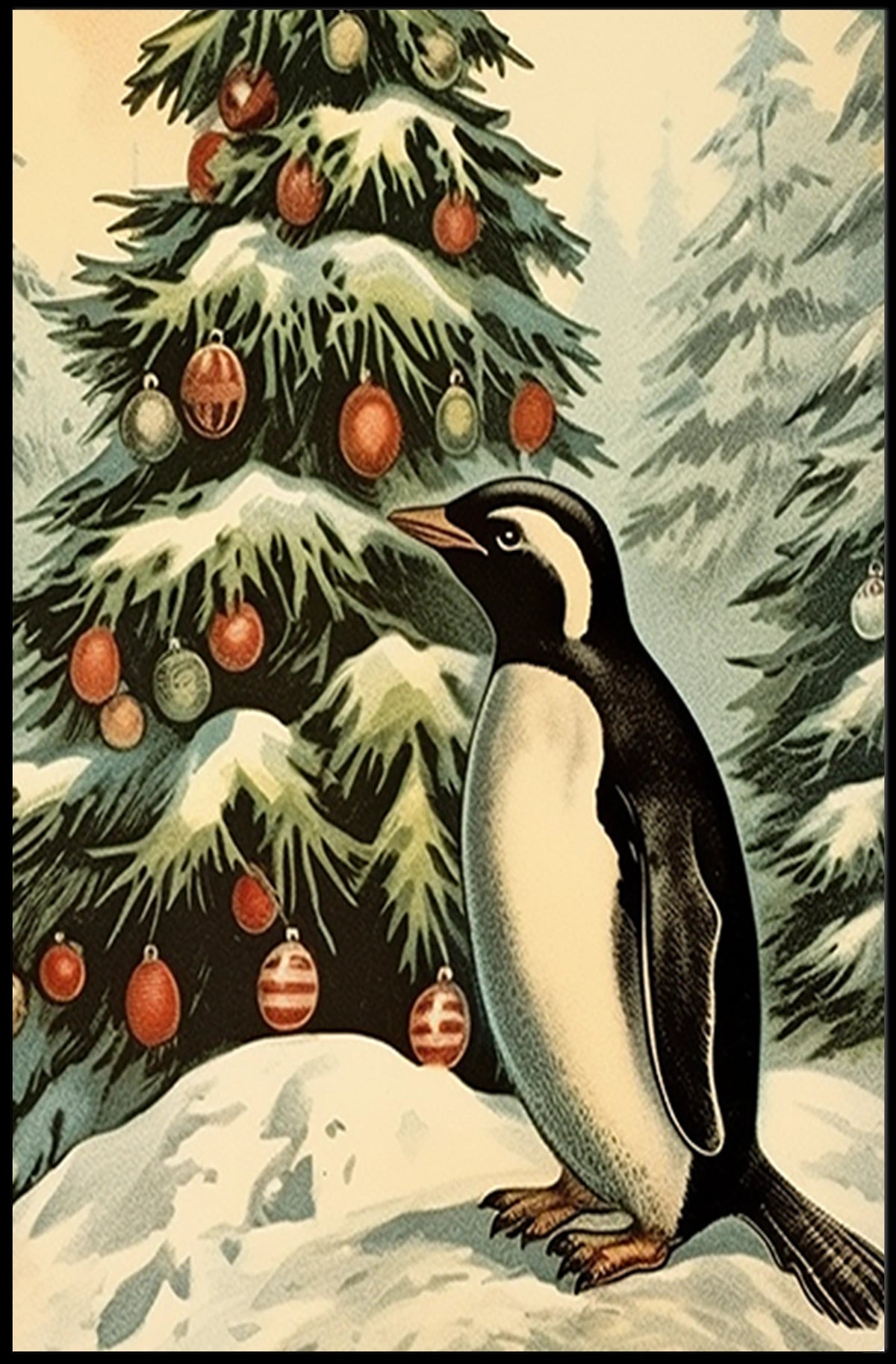 Festive Penguin Wonderland Poster