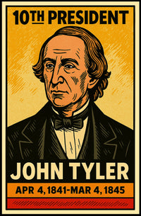 John Tyler 10th President of the United States Inked Comic Style Poster