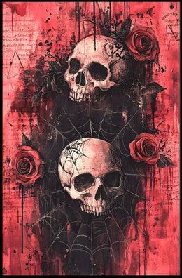 Dark Gothic Skulls with Roses Artistic or Pop Culture Poster