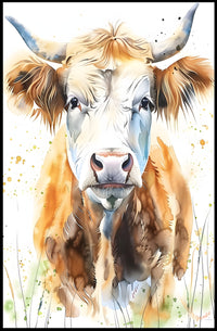 Cow Watercolor Wall Art Poster Rustic Farmhouse Print
