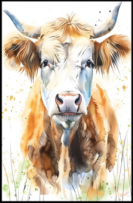 Cow Watercolor Wall Art Poster Rustic Farmhouse Print