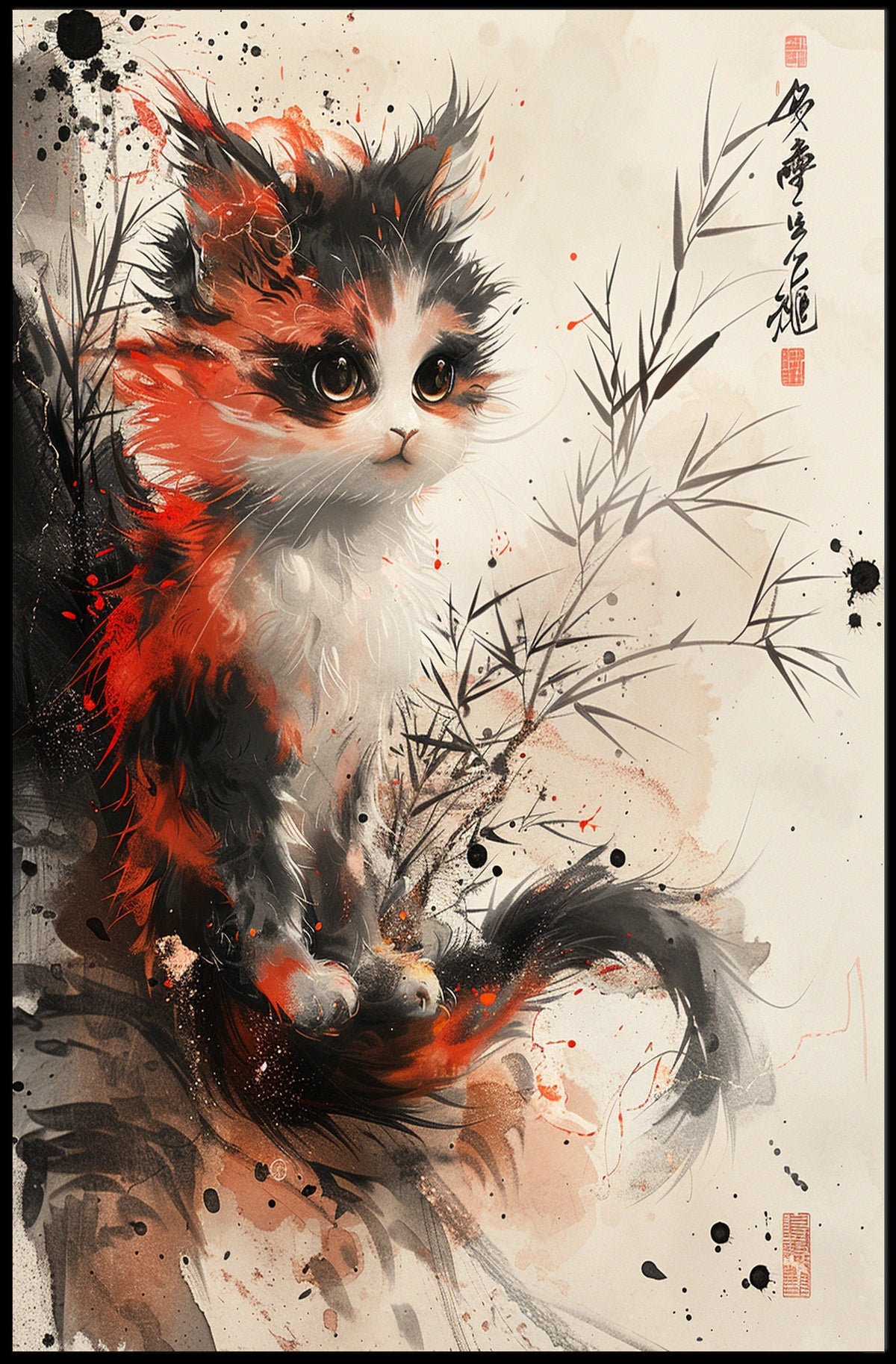 Whimsical Calico Cat Poster