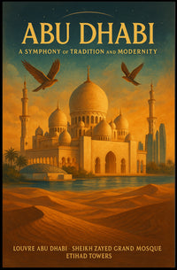 Abu Dhabi's Iconic Blend: Cultural Cityscape Travel Poster