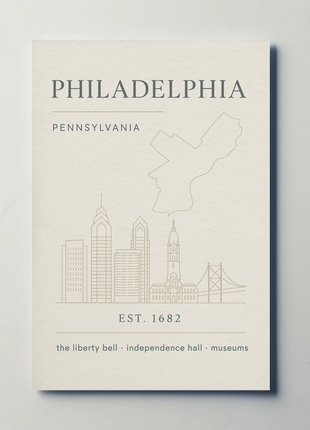 Philadelphia Iconic Landmarks Styled Cultural Heritage Poster