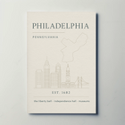 Philadelphia Iconic Landmarks Styled Cultural Heritage Poster