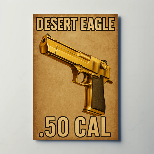 Desert Eagle Golden 50 Cal Metallic Firearm Pistol Gun Poster