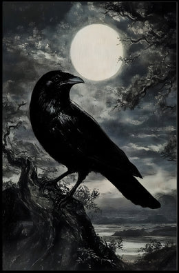 Mystical Crow in Moonlight Animal Poster PosterGoat