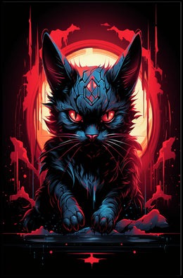 Mystical Cat Poster: Surreal Fantasy Art Print