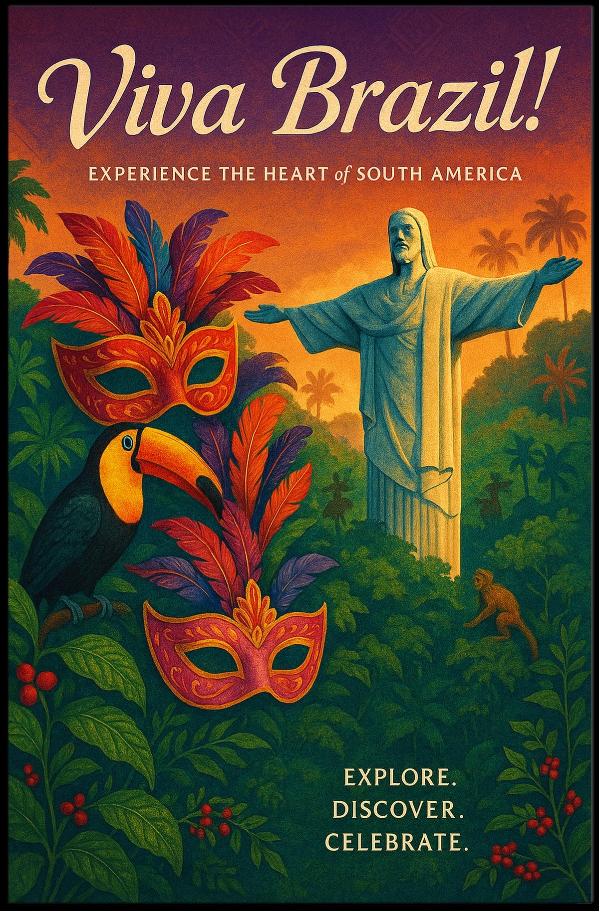 Viva Brazil Experience the Heart of South America Poster
