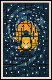 Lantern In The Night Sky Poster