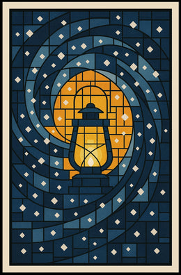 Lantern In The Night Sky Poster