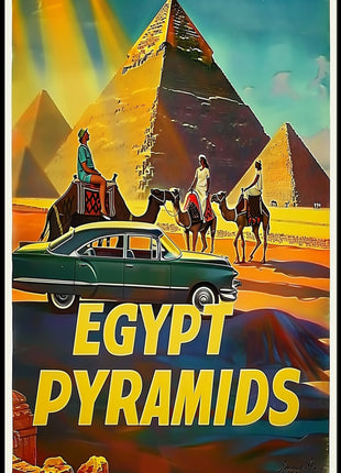 Iconic Pyramids of Egypt Vintage Travel Poster