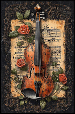 Classical Violin Sheet Music Cultural Poster