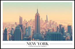 New York City Skyline Illustration Poster Modern Wall Art