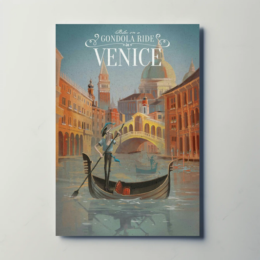 Venice - Gondola Ride Vintage Travel Poster