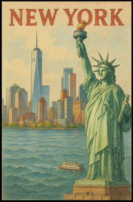 New York Cityscape Poster Urban Wall Art 18x24 Inches