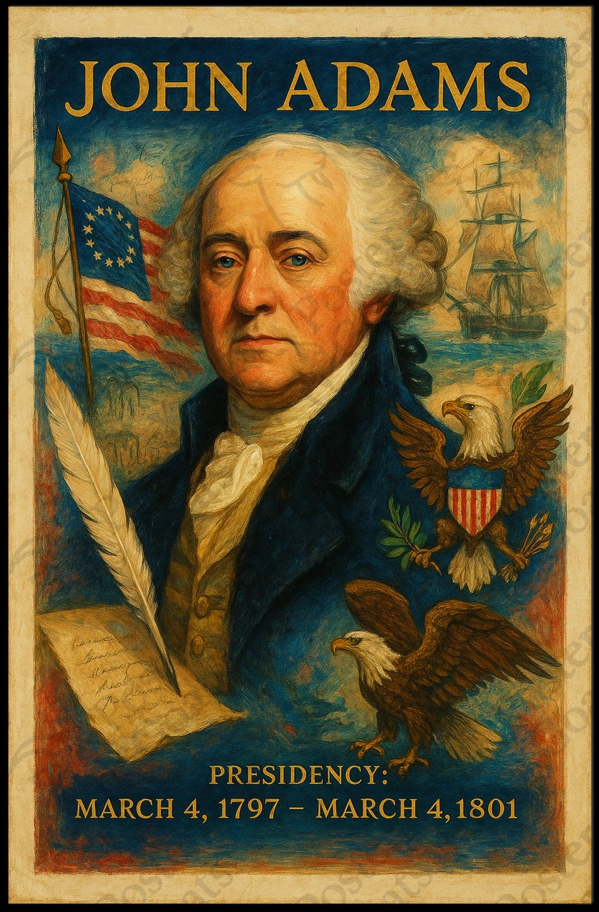 John Adams Historic Patriotic Art Historical or Presidential Poster