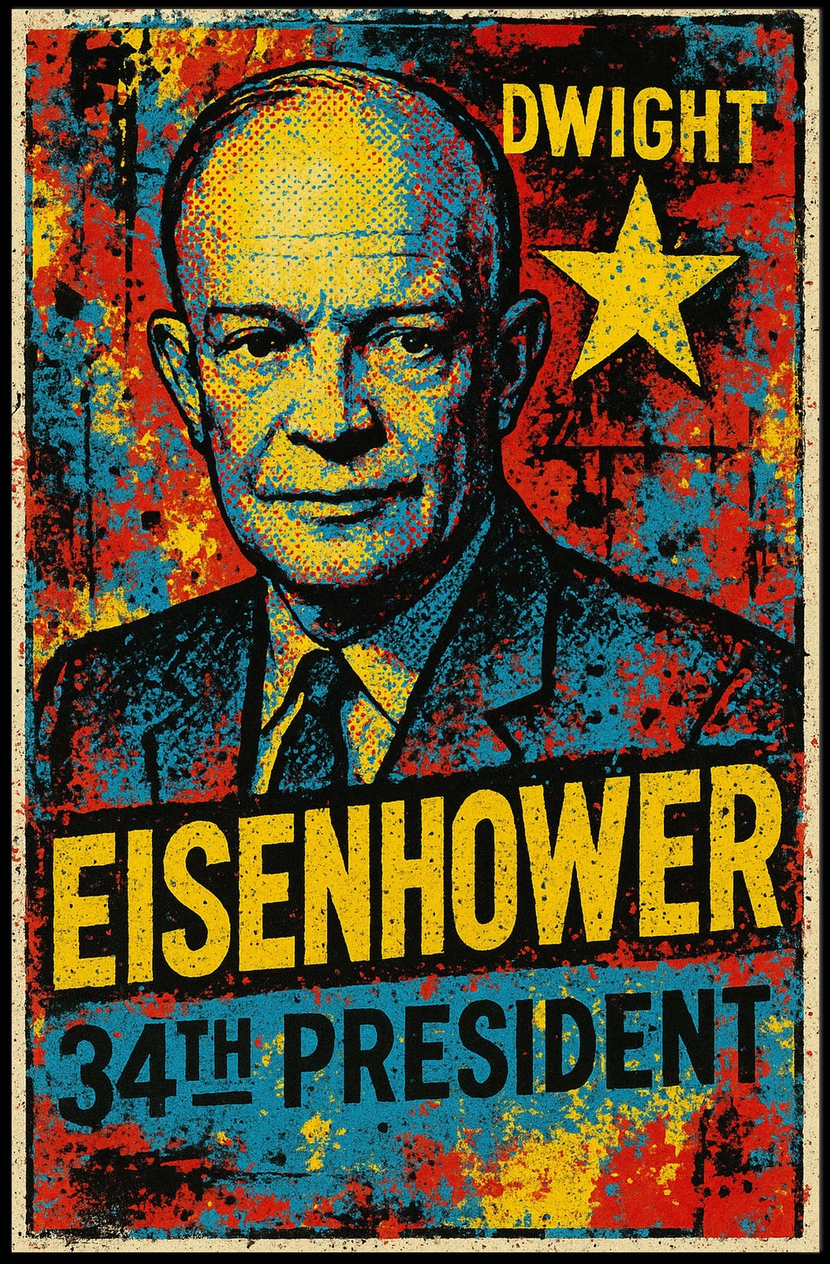 Dwight D. Eisenhower 34th President of the United States Graffiti Pop Art Poster
