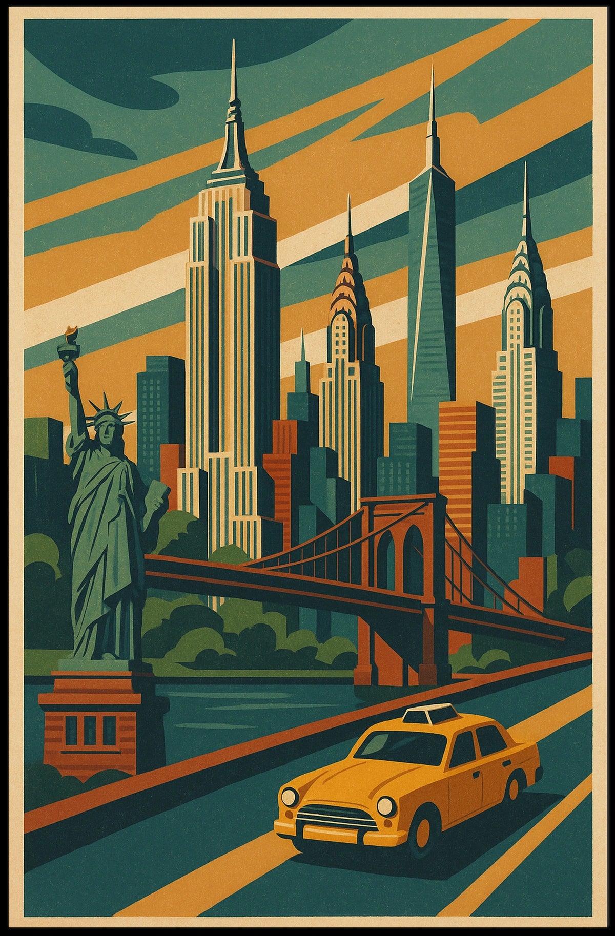 New York City Vibes Poster Vibrant Urban Energy Living Room