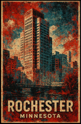 Rochester Cityscape Vintage Art Poster