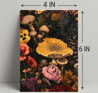 Botanical Mushroom Illustration Educational or Infographic Poster
