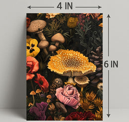Botanical Mushroom Illustration Educational or Infographic Poster